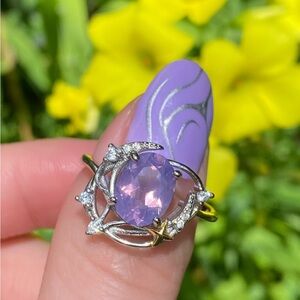 Dainty Adjustable .925 Sterling Silver Ring with Lavender Moon
Quartz